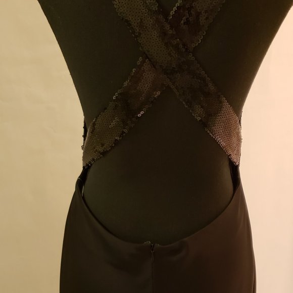 NWT JILL JILL STUART  BLACK SATIN SEQUIN GOWN - Picture 6 of 8